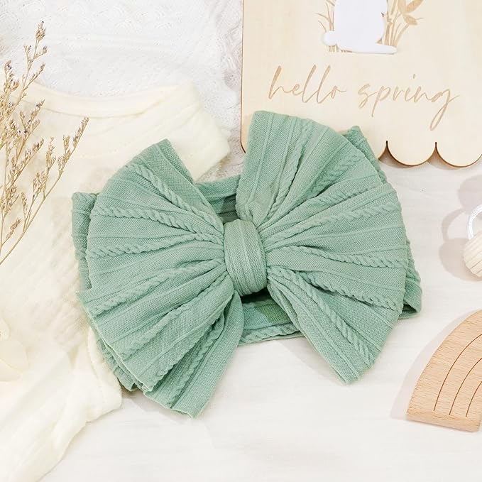 CÉLLOT 6 Pcs Baby Bows Headbands Nylon Hairbands Baby Girl Bows Hair Accessories for Newborn Infant Toddler Essentials (Avocado Series)
