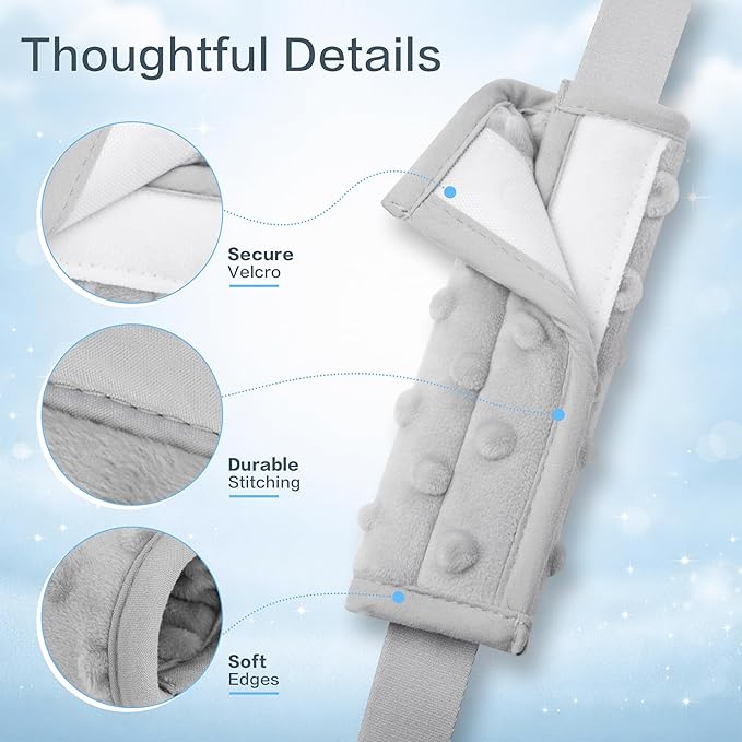 Pro Goleem Car Seat Strap Covers for Babies Soft Car Seat Strap Shoulder Pads for All Car Seats, Stroller, Pushcar, Gray