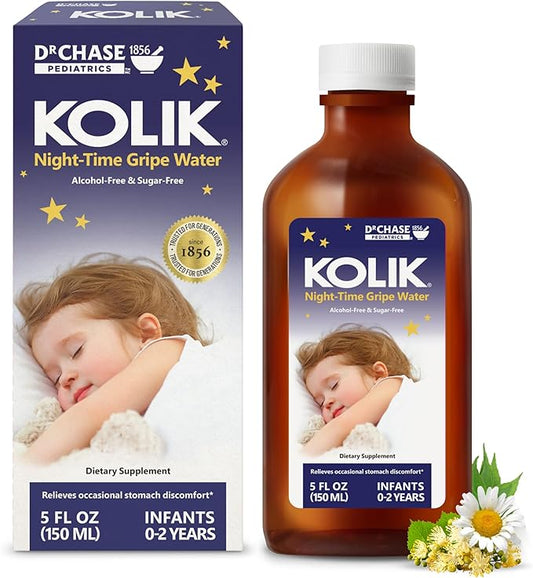 Dr. Chase Kolik Nighttime Gripe Water for Babies, Night Time Gripe Water for Infant Colic and Gas Relief, Safe and Soothing Colic Baby Relief - 5 Fl Oz