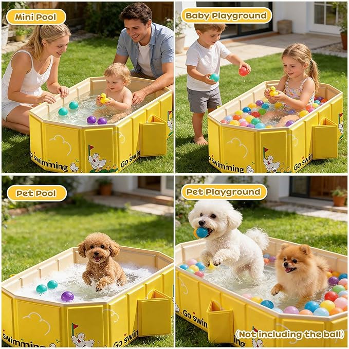 Collapsible Baby Bathtub with 2 Drain, Foldable Portable Baby Tub for Newborn & Toddler, Folding Baby Bath Tub, Small Water Play Pool for Travel & Home, 12M-5Y