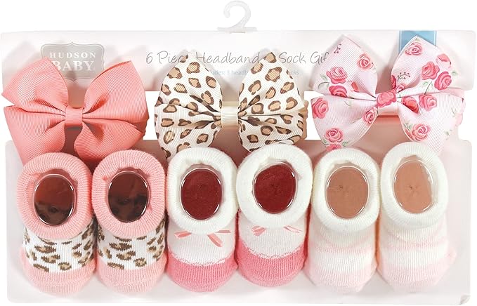Hudson Baby Girl's Headband and Socks Giftset