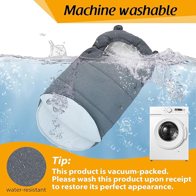 Universal Footmuff for Stroller, Baby Bunting Bags, Winter Windproof Warm Pram Footmuffs, Water Resistant Sleeping Bag with Hood for Strollers, Pushchairs, Prams, Car Seat, 30"*17.5"