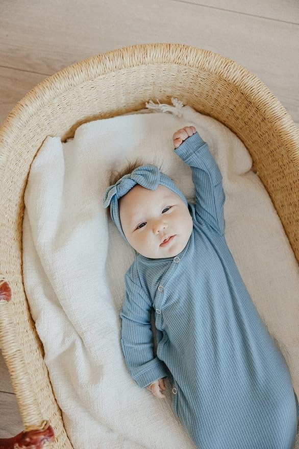 Copper Pearl Baby Bows: Stylish Headbands for Baby Girls, Premium Soft and Stretchy Baby Headbands, Perfect for Newborns, Trendy Designs - Atlantic