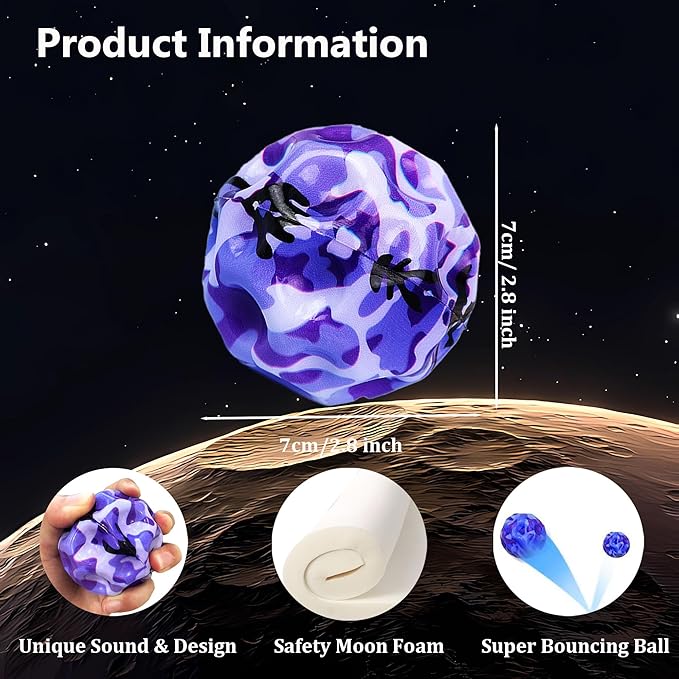 Tendry Extreme High Bouncing Ball Moon Shape for Kids of All Ages, Improve Hand-Eye Coordination, Easy to Grip and Catch by Athletes as a Sport Training Balls