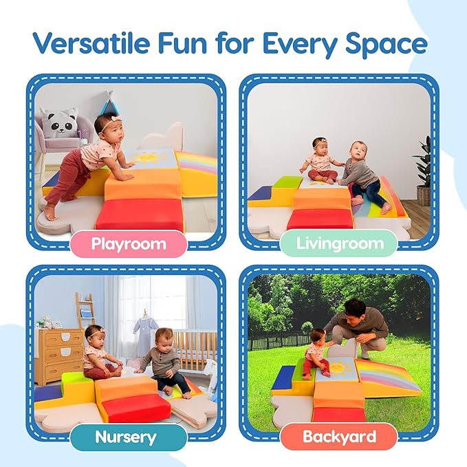 Foam Climbing Blocks 6-Piece Set - Indoor Climbing Toys for Toddlers Ages 1 to 4 Years - Soft Play Equipment that Builds Motor Skills and Balance