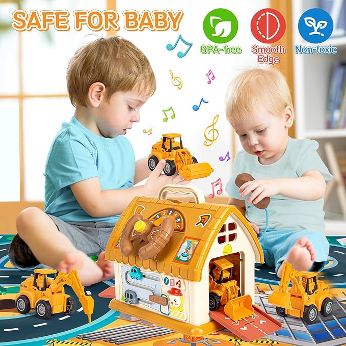 Baby Toys for 1 2 3 Year Old Boy and Girl Gifts Toddler Toys Age 1-2 10-in-1 Montessori with Sound Lights Music Clock Telephone and Car Educational Birthday for Boys Girls 12-18 Months