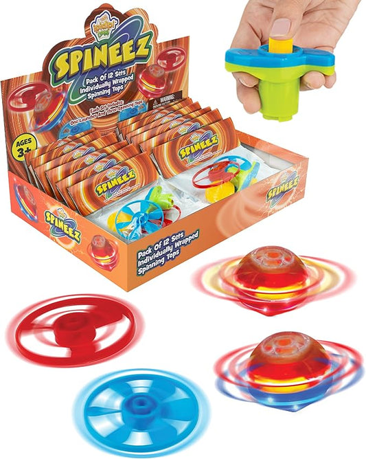 IPIDIPI TOYS Spineez Light Up Flying Saucer Spinning Tops – 12-Pack UFO Spinner Toys, Easter Basket Stuffers for Kids, Birthday Party Favors, Goodie Bag Stuffers, School Prizes – Orange