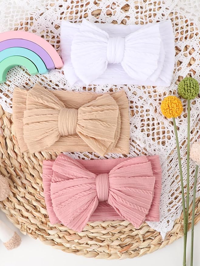 AQOKKA Baby Bows Headbands Nylon Baby Girl Headbands Soft Handmade Hairbands Toddler Hair Accessories for Girls Baby Newborn Infant Kids
