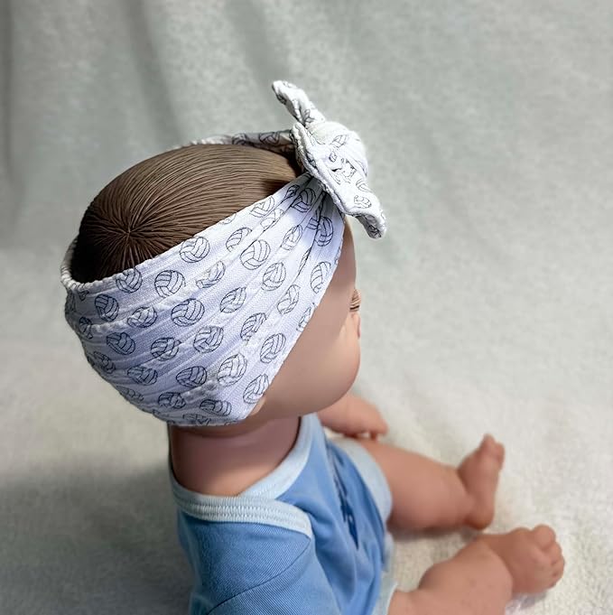 Baby Baseball Headband with Bow Headwear Sport Soccer Headband Bowknot Wide Hair Band Football Hair Bow for Toddler Infant TSFD55 (Volleyball Pattern)