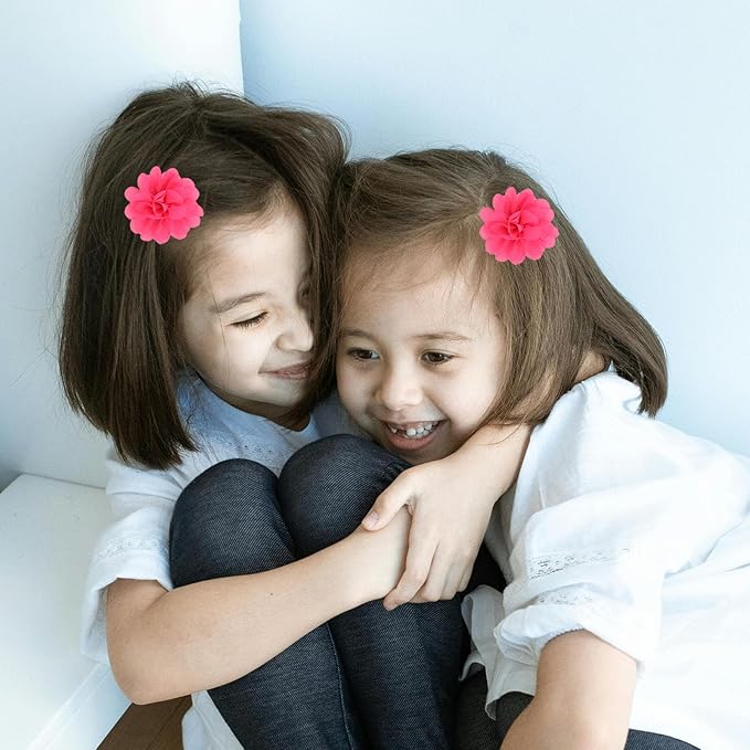 20PCS 2" Chiffon Flower Baby Girls Hair Bows Clips Cute Hair Accessories For Newborns Infants Toddlers Kids Women