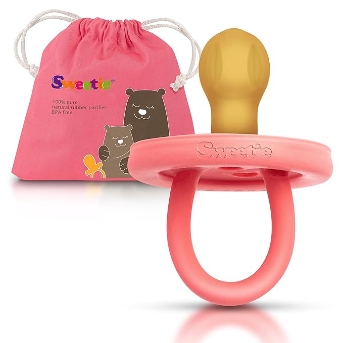 SWEETIE Rubber Pacifier Natural Rubber Pacifier Rounded Pink (Pink, 6-12 Month)