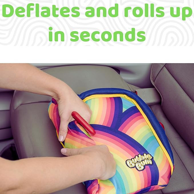 bubblebum Booster Car Seat, Inflatable Boosters Seat for Kids, Travel Booster Carseat, Narrow Backless Booster Car Seat for Travel, Inflatable Seats for Cars 40-100 lbs, for 4 Year Old + - Rbow