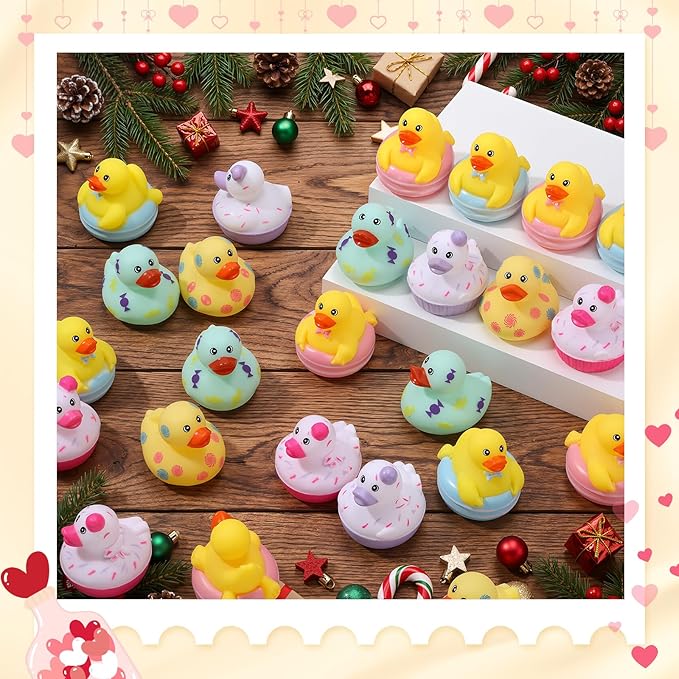 Vinsot 48 Pcs Cruise Rubber Ducks in Bulk Candy Pastel Mini Rubber Duckies for Baby Bath Toys, Toddler Summer Pool Toys Baby Shower Ice Cream Birthday Party Favors Gift