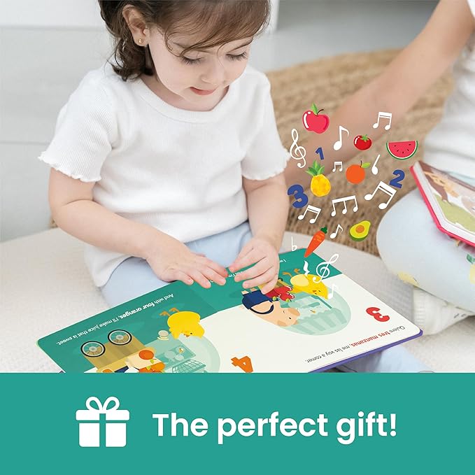 Binibi Counting at the Market – Bilingual Musical Sound Book for Kids 3–5, Learn Numbers in Spanish & English, Interactive Counting Book. Libro en Español para Niños