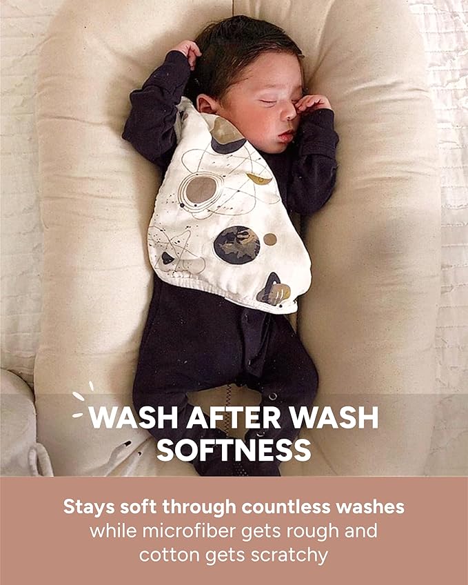 Nightingale Baby Washcloths, Rayon from Bamboo Baby Clothes Organic Wash Cloths with Cotton, Newborn Bath Essentials, Burping Cloths for Babies, Face Towels Reusable 12"x12" (Feather) 6 Pack