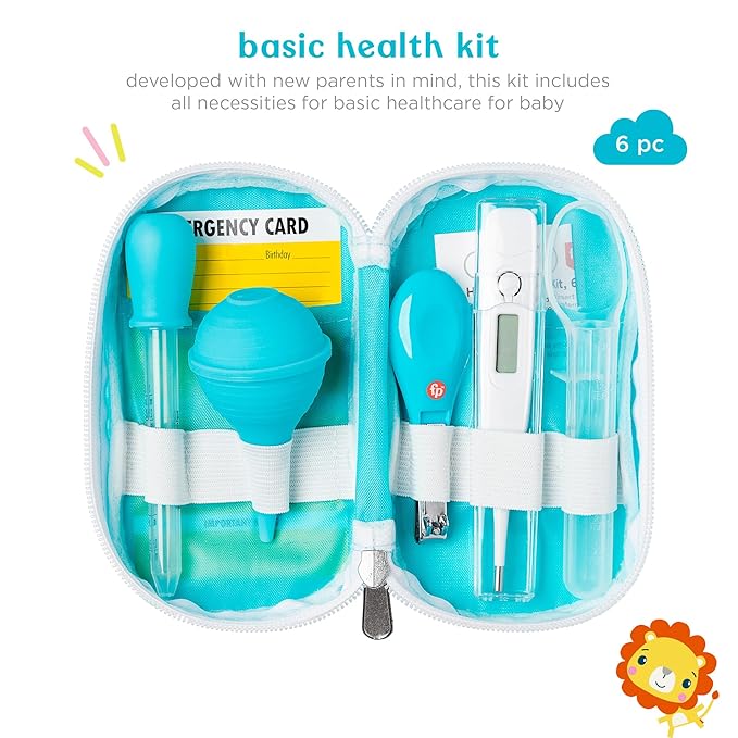 Smart Care Fisher-Price 6-Piece Baby Healthcare Kit, Newborn Essentials, Baby Gift Set, Includes Medicine Dispensers, Aspirator, Baby Nail Clippers, Baby Thermometer