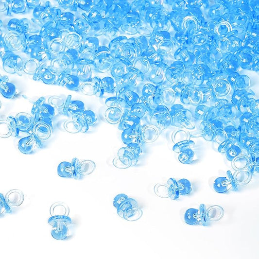 200 Pieces 0.86 Inch Baby Pacifier Baby Shower Plastic Pacifier for Baby Shower Pacifier, Baby Shower Gender Show Party Decoration DIY Birthday Party Gift (Blue)