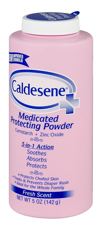 Caldesene Medicated Protecting Body Powder with Zinc Oxide and Cornstarch,Talc-Free Baby Powder Soothes & Protects,5 Oz.,(Pack of 2)