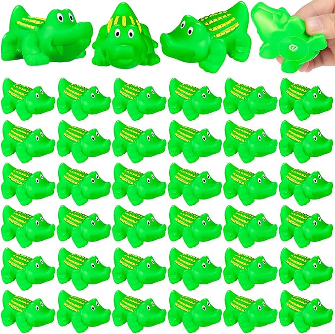 36 pcs Rubber Alligator Bath Toy Mini Plastic Crocodile Float Squeak Toy Bathtub Toys Bulk for Birthday Baby Shower Christmas Halloween Pool Party Supplies