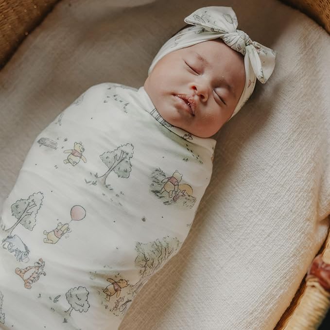 Copper Pearl Baby Stretchy Soft Knit Headband Bow Hundred Acre Wood