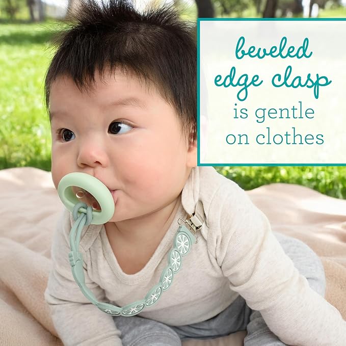 Infantino PaciGrip Silicone Pacifier Clip, Soft Single‑Molded Silicone Strap with Secure Metal Clasp, BPA-Free, Food-Grade, Fits Most Pacifiers, Lime Green Citrus, Ages 0-36 Months
