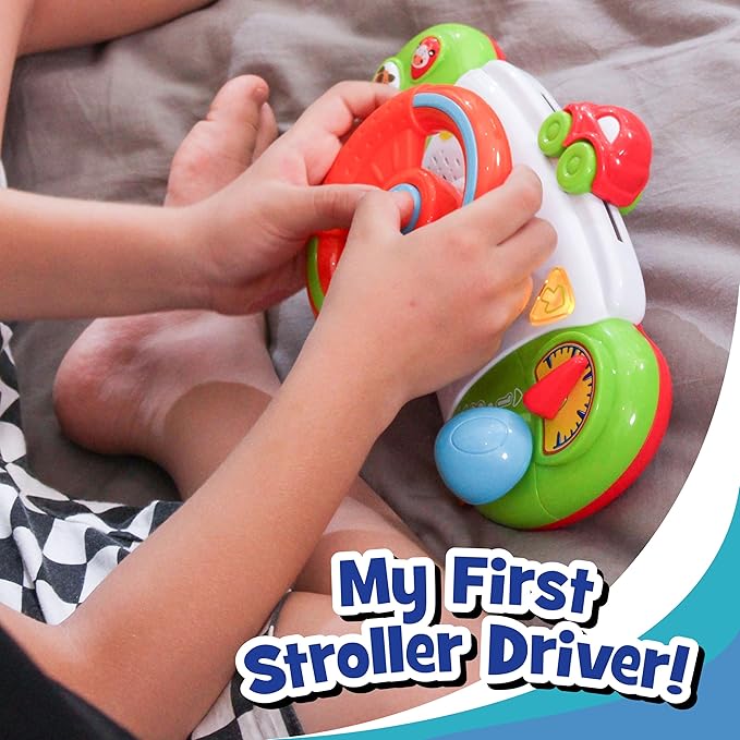 HAP-P-KID My First Baby Stroller Toy, Toddler Steering Driving Wheel, Car Seat Educational Learning Driver Toys, Pretend Drive Dashboard, Infant Baby Preschool Gift 6 7 8 9 10 11 12 Month 1 Year Old