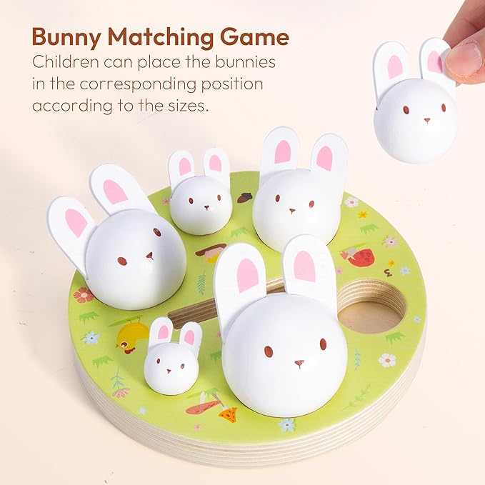Woodtoe Easter Toys for Toddlers, Magnetic Easter Eggs, Picking Easter Bunny Toy, Montessori Toys for 3 4 5 6 Year Old, Wooden Sensory Color Sorting Toys, Spring Easter Basket Stuffers Gifts for Kids