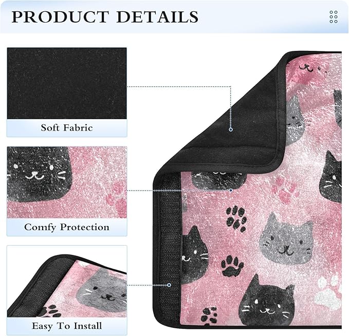 2 Pack Seatbelt Covers Seat Belt Cover Pad for Adults Boys Girls Car Seat Strap Covers Pads Cushion Universal Shoulder Strap Pad Protector for Backpack Camera Bag 10x7.7Inch Watercolor Cat Faces and P