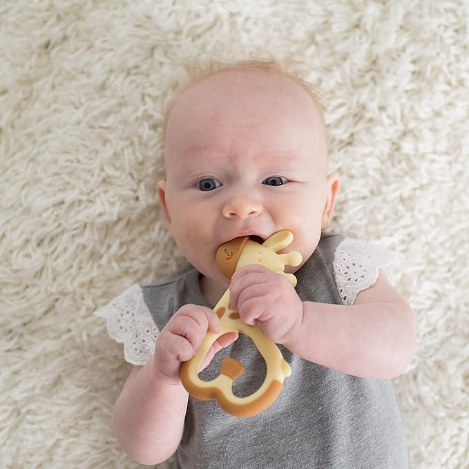Dr. Brown's Flexees Pink Bunny & Ridgees Giraffe Silicone Baby Teethers, Designed for 3m+ Infants