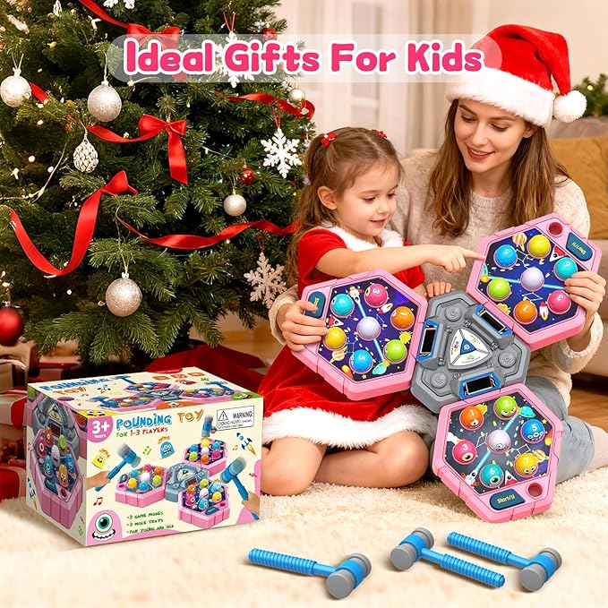 ANNKIE Whack Game Mole for Toddlers, Toys for 3 4 5 6 7+ Year Old Girls Boys,Pounding Toys for Age 3-8,Interactive Educational Toys with 3 Modes, Birthday Xmas Gifts for 3-12 Year Old Girls Boys Kids