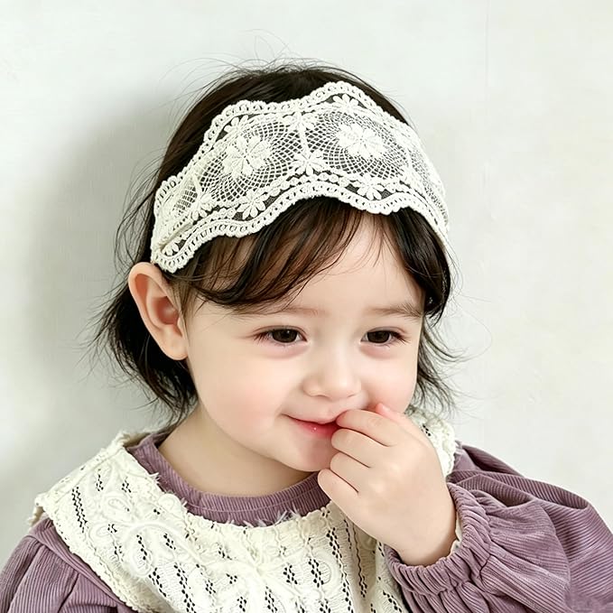 Baby Girls Hairband Soft White Bow Lace Headband Elastic Floral Hairbands Hair Accessory for Newborn Infant Toddler