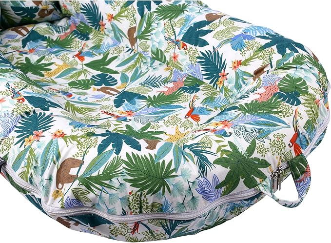 Newborn Lounger Cover for DockATot Deluxe | 100% Cotton Baby Lounger Extra Cover | Hypoallergenic Infant Baby Nest Replacement for Dock A Tot Docks Deluxe+ Lush Jungle Daytime