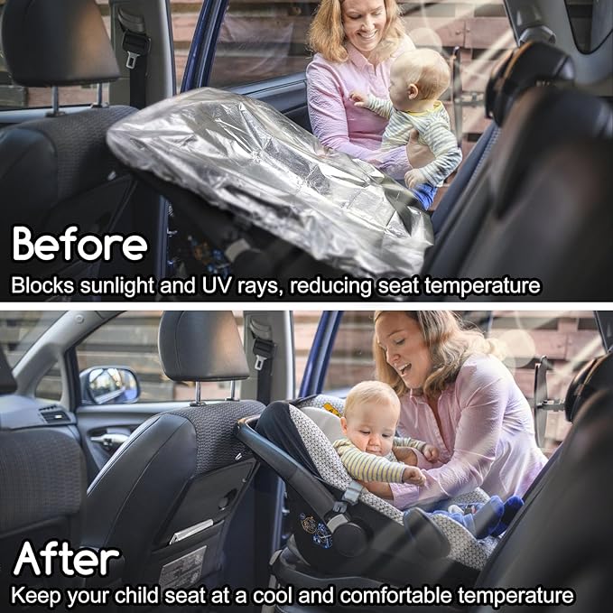 Baby Car Seat Sun Shade Cover,Toddler Car Seat Cooler Car Seat Heat Protector with Draw String,Block Sunlight UV Ray Keeps Baby Seat at A Cool Temperature,Baby Travel Accessories 42.5" x 29"