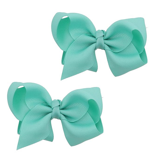 3 Inch Grosgrain Bow for Little Girls- Set of 2 (Mint)