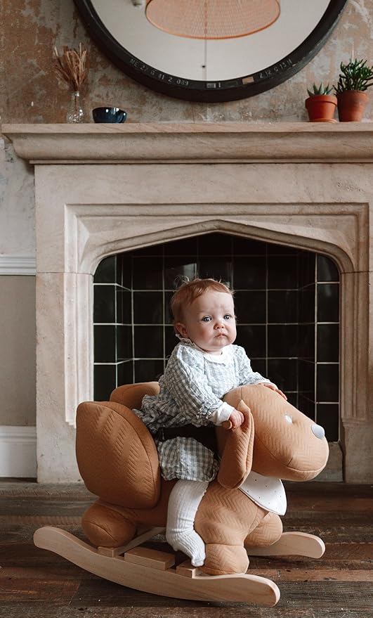 Nattou Rocking Horse Animal for Children, Dog Charlie, 10-36 Months, 65 x 35 x 46 cm, Grey, 388115
