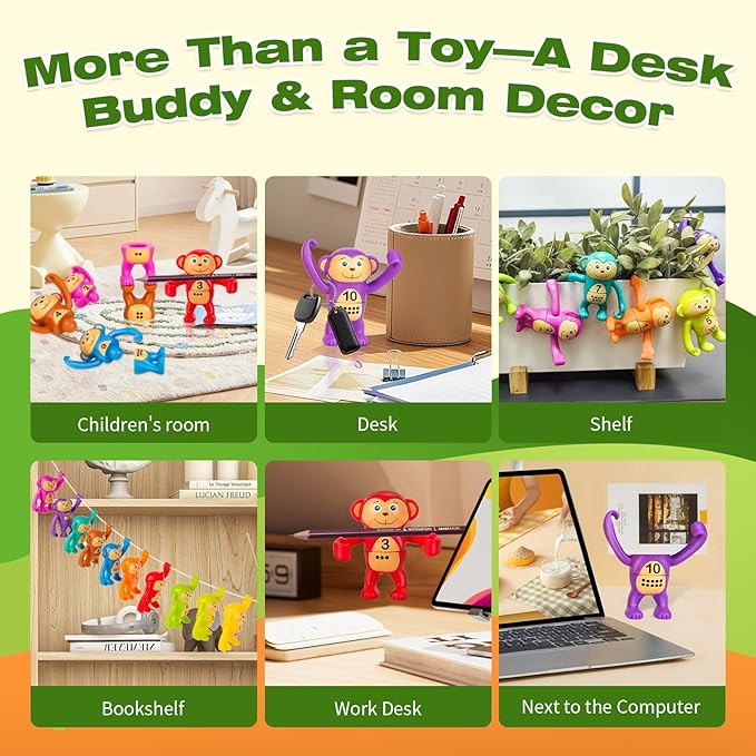 Monkey Doos 10-Piece Count & Match Toy – Educational Stacking Hanging Monkey for 18M+ to 10Y, Parent-Child Play, Decor & Stress Relief Fidget, Safe Preschool Gift