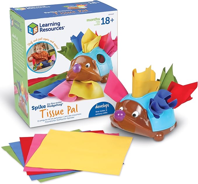 Learning Resources Spike the Fine Motor Hedgehog Tissue Pal - 11 Pieces, Ages 18 Months+, Fine Motor Skills, Montessori toys, Gifts for Boys and Girls