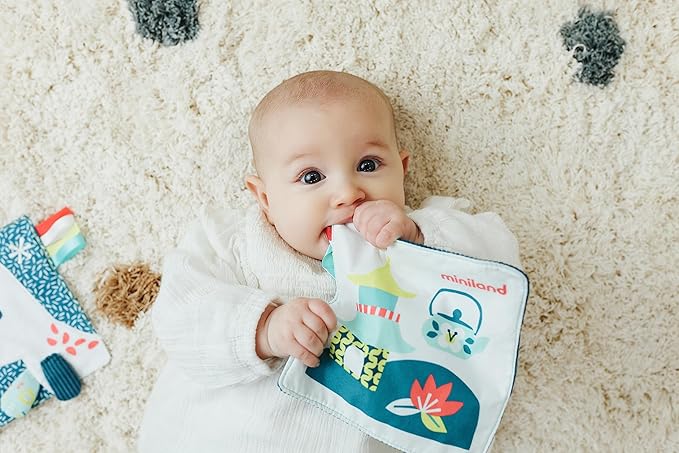 Miniland Feel to Learn Crinkly Sensory Paper Sea Lion for Infant & Toddlers. Multicolored teether with Soft Touch