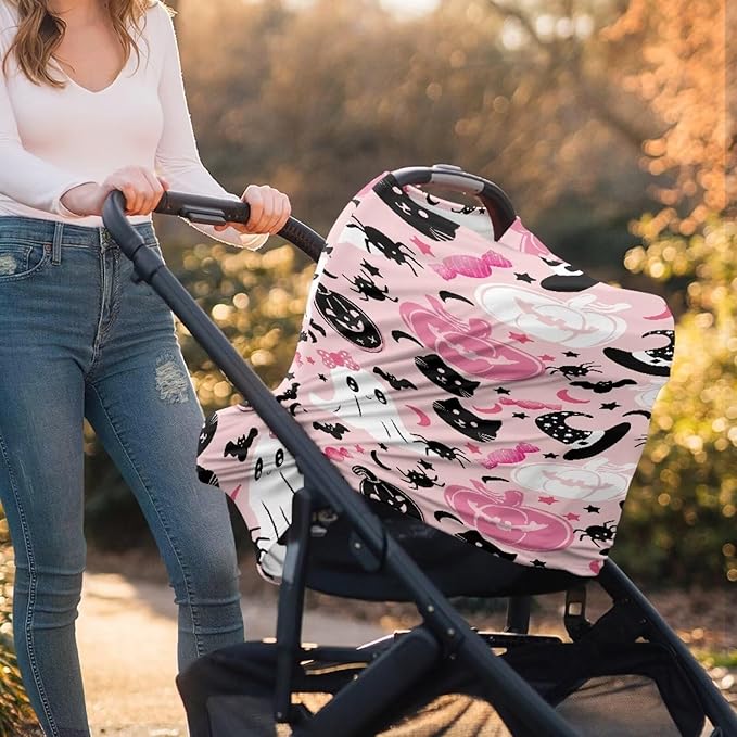 AFPANQZ Pink Pumpkin Breastfeeding Nursing Cover Carseat Canopy for Babies Infant Newborn Stroller Cover Breastfeeding Scarf Baby Shower s for Boys and Girls