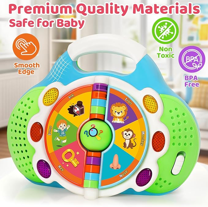 BainGesk Learning Toys for 1 2 3 Year Old Boys Girls, Alphabet Flip Toys with Sound and Light, Musical Educational Toys for Toddlers 2-3, Christmas Birthday Gift for Baby Age 12-18 Months