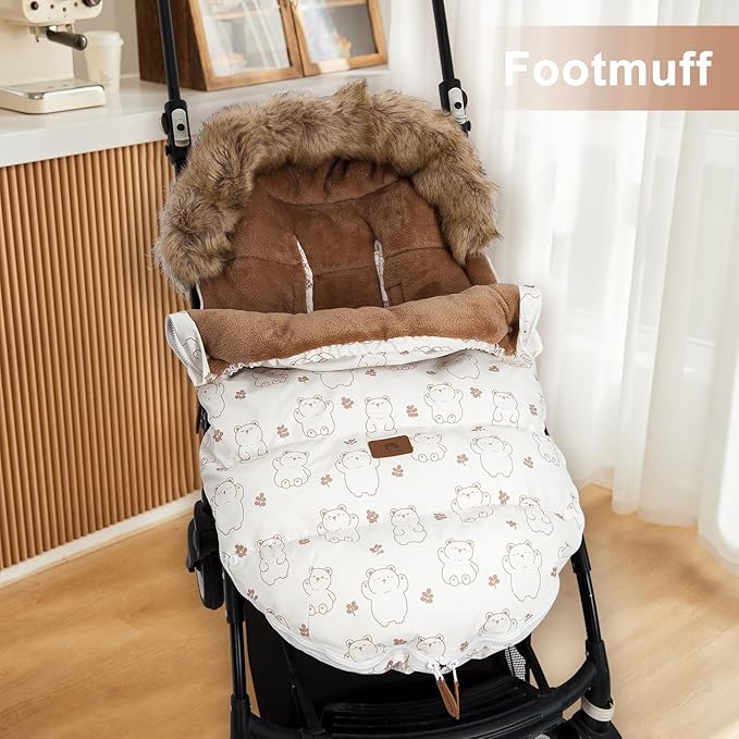 HOUSBAY Baby Stroller Bunting Bags Stroller Footmuff Universal Sleeping Bag Winter Outdoor Hooded Bunting Bag Windproof and Water-Resistant Suitable Below 5 ℃