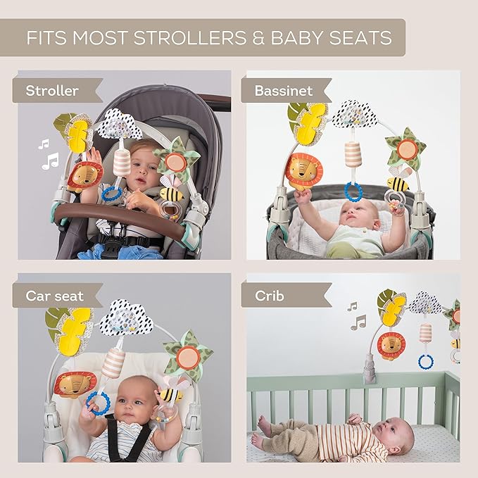 Taf Toys Savannah Adventures Arch with Fascinating Toys, Stimulates Baby’s Senses & Motor Skills Development | Newborn Toys & Baby Toys 3-6 Months | Use on Strollers, Bassinets, Car Seats