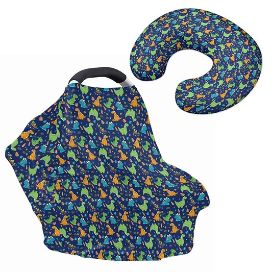 Dinosaur Carseat Canopy for Babies Fits Most Strollers & Baby Car Seats Soft and Stretchy Safely Breastfeeding Pillow Cover Baby Essentials Soft
