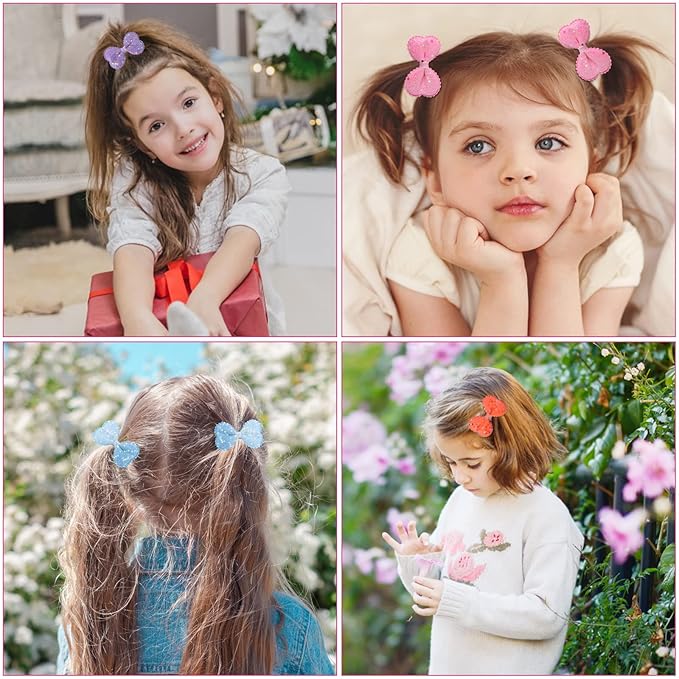 Glitter Hair Bows for Girls,12pcs Sparkly Hair Alligator Clips for Toddler Baby, Sequins Hair Barrettes Hair Accessories
