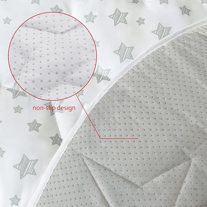 Moonsea Mat of Teepee Tent for Kids, Anti Slip Bottom Square Padded Rug 43''x 43'' Kids Teepee Pad for Boys and Girls, Toddler Quilted Mat, White Star