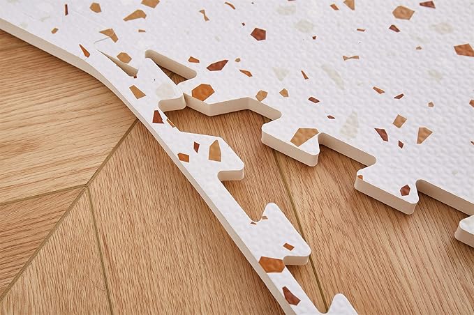 Extra Large Baby Playmat, Non-Toxic EVA Foam, 176cm x 117cm Interlocking Tiles, Easy Clean Crawling Mat (Brown)