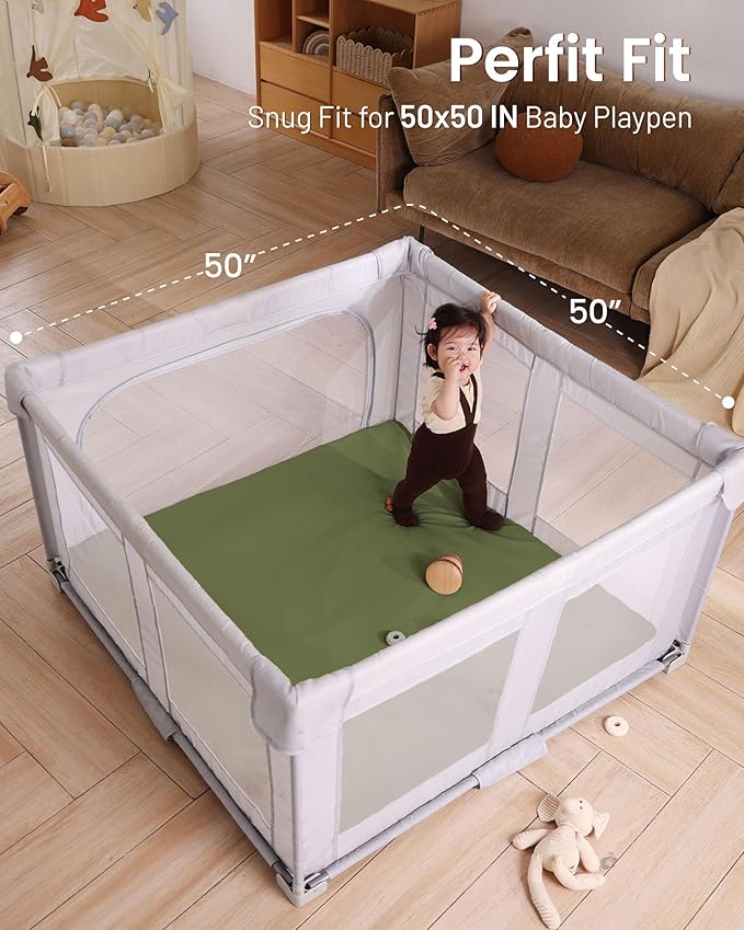 Hikiddy Baby Floor Play Mat : 2-in-1 Padded Foam Play Mat for Playpen & Ball Pit for Infants and Toddlers