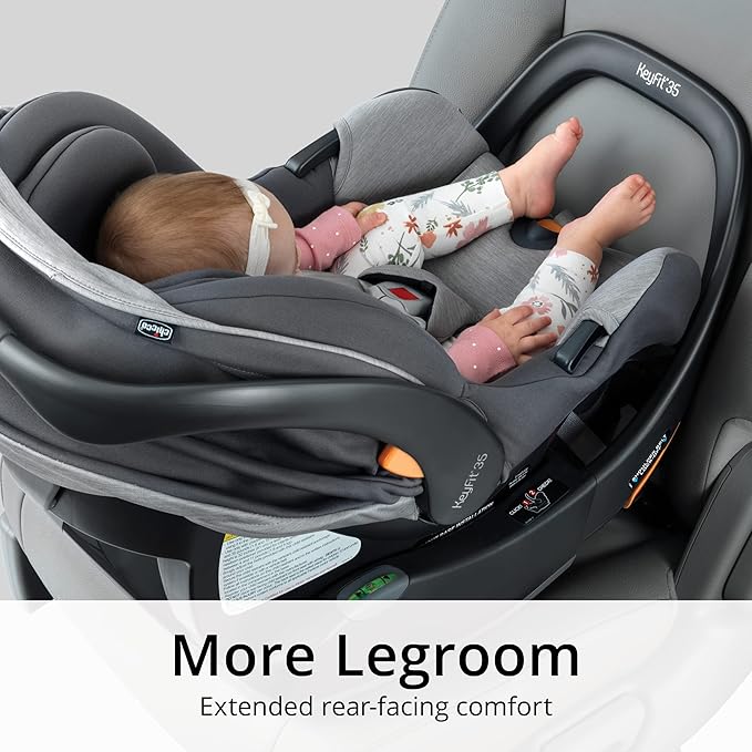 Chicco KeyFit 35 Zip ClearTex Infant Car Seat and Base, Rear-Facing Seat for Infants 4-35 lbs., Zip-Open Privacy Shield, Compatible with Chicco Strollers | Obsidian/Black