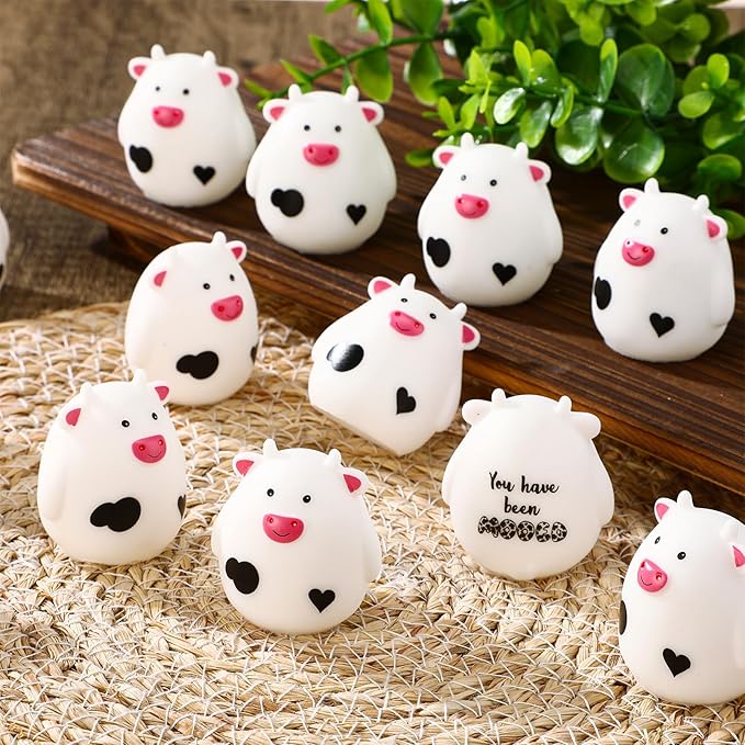 Cholemy 25 Set Moo Cows Mini Cute Rubber Cow Graduation Car Gift Bulk You Have Been Mooed Funny for Game Figurines Car Interior Accessories Gift for SUV Women Men