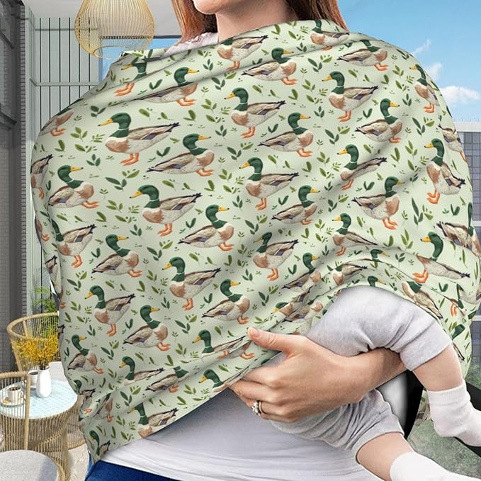 Farm Animal Cute Mallard Duck Baby Car Seat Covers Carseat Canopy Soft Infant Stroller Cover Nursing Breastfeeding Covers for Girls Boys Newborn